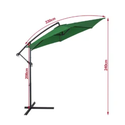 Kingsleeve Sonnenschirm Mit Ständer 330cm Groß UV Schutz 40+ Kurbel Neigbar Alu Wasserabweisend Windfest Ampelschirm Garten Terrasse Balkon 3,3m, Farbe:grün -Grünwelt Exporteren Garten-Winkel 5b10c8b2528cb51ae0ce4d4b9c1edd5c