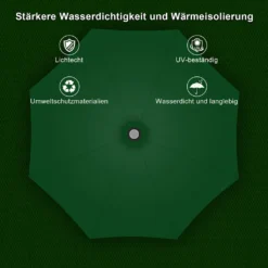 Lospitch 3.5m Sonnenschirm Gartenschirm Wasserabweisend Terrassenschirm UV40+ Mit Handkurbel Balkon Marktschirm,Grün,3.5m -Grünwelt Exporteren Garten-Winkel 5bef3b57a08f916c1b36c51422a86df8