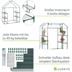 Juskys Foliengewächshaus 1 M² Aufrollbare Tür - Gewächshaus Für Tomaten - Stabiles Balkon Treibhaus Mit 4 Ebenen, Großem Eingang, PVC-Abdeckung 18 Juskys Foliengewächshaus 1 M² Aufrollbare Tür - Gewächshaus Für Tomaten - Stabiles Balkon Treibhaus Mit 4 Ebenen, Großem Eingang, PVC-Abdeckung -Grünwelt Exporteren Garten-Winkel 5c0cecf473d579e2577a94f7cf535942