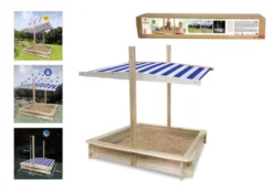 Eichhorn 100004521 Sandkasten Mit Abdeckung, Holz Natur