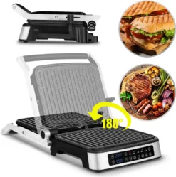 ZEEGMA Elektrischer Kontaktgrill Und Sandwichtoaster 2100W | Herausnehmbare Heizplatten, 2in1, 180 ° Klappbar, ILAG-Antihaftbeschichtung, Tropfschale, Akustische Benachrichtigungen, Timer, Die Möglichkeit Vom Waschen In Der Spülmaschine
