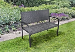 Garden Pleasure Parkbank Sanremo Rattan Optik Garten Bank Sitzbank Möbel Schwarz