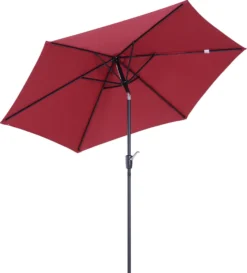 Outsunny Knickschirm Sonnenschirm Gartenschirm Marktschirm Mit Handkurbel Alu 180/㎡ Polyester Weinrot Ø2,7 X 2,35 M