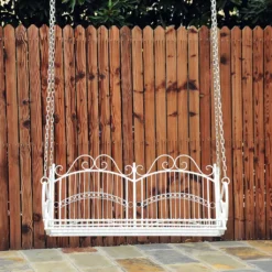 Outsunny Hängebank Schaukel Bank Gartenschaukel Mit Ketten, Metall, Weiß, 118x58x57cm -Grünwelt Exporteren Garten-Winkel 5e5b973abde9a2ef61d46f9844683eba