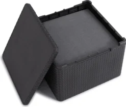 Keter Lounge Set Emma 8-teilig - Graphit , 2 Sessel + 2er Sofa + 1 Tisch Mit Aufbewahrungsbox-Funktion + 4 Sitzauflagen -Grünwelt Exporteren Garten-Winkel 5eed1e3dcd848676bcea45c8c2ca5ab0