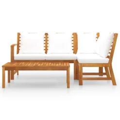 VidaXL 4-tlg. Garten-Lounge-Set Mit Auflagen Creme Massivholz Akazie -Grünwelt Exporteren Garten-Winkel 5f003c9eae31206a55f9075a68b1d956