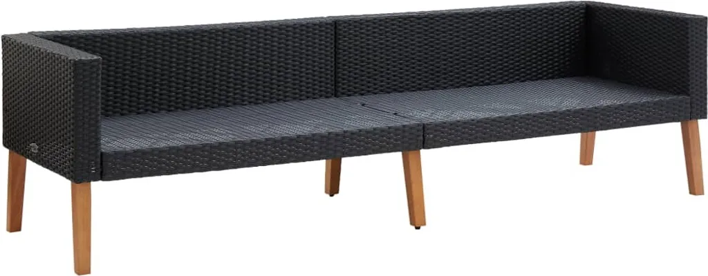 VidaXL 3-Sitzer-Gartensofa Mit Auflagen Poly Rattan Schwarz 5 VidaXL 3-Sitzer-Gartensofa Mit Auflagen Poly Rattan Schwarz – Bild 5