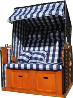 XL Wellness Strandkorb Volllieger Liegekorb Mellum Blau Weiß Kariert, 171 Inkl Hülle -Grünwelt Exporteren Garten-Winkel 5feacdc3f3281f63c8d89322ac0ff862