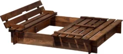 Dobar Sandkasten Mit Sitzbänken, Verschließbare Sandkiste Für Zu Hause, 118 X 118 X 21 Cm, Kiefer, Braun -Grünwelt Exporteren Garten-Winkel 61307c0175f7cf76c4c310a408916fd7