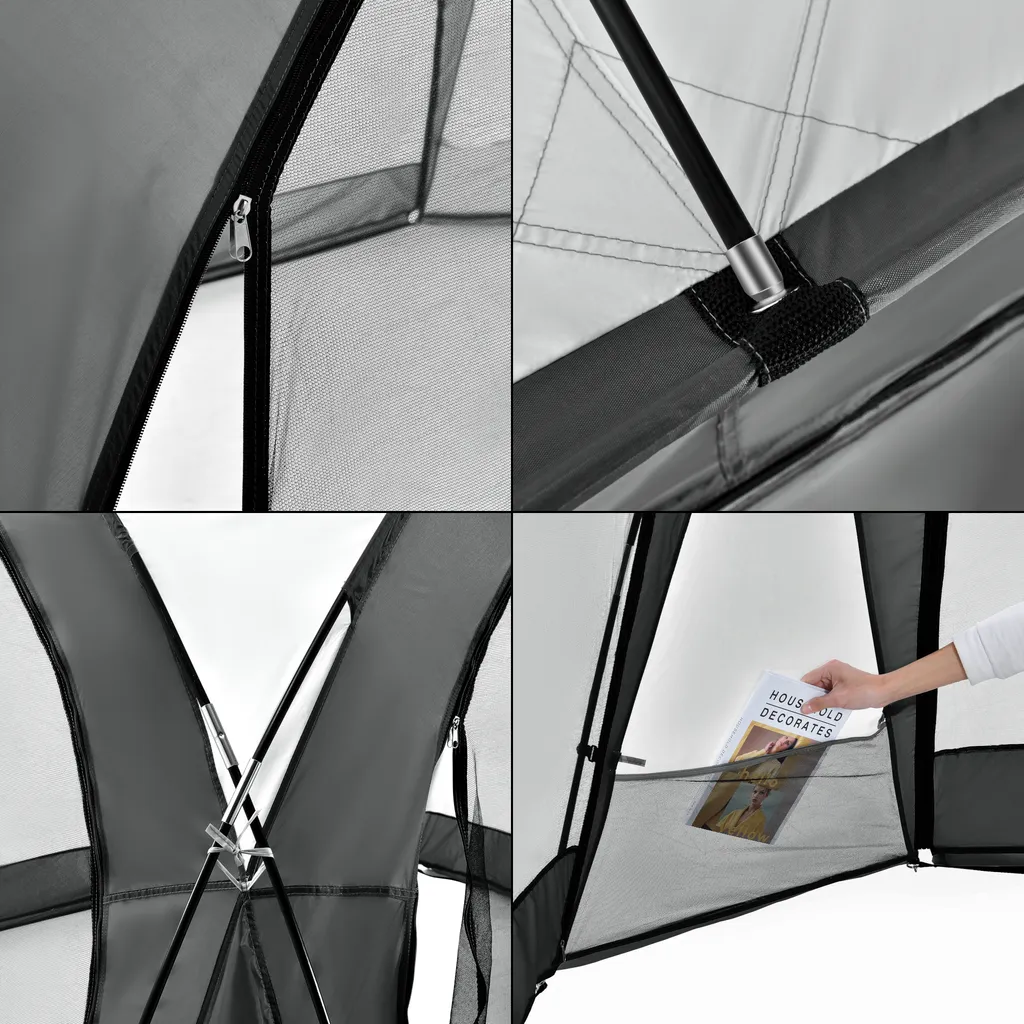 Pro-Tec Kuppelpavillon Grästorp Eventzelt Mit LED Partyzelt Inkl. Beleuchtung Mit Solarmodul Festzelt Wasserdicht 3,45 X 3,45 X 2,47 M Grau 7 Pro-Tec Kuppelpavillon Grästorp Eventzelt Mit LED Partyzelt Inkl. Beleuchtung Mit Solarmodul Festzelt Wasserdicht 3,45 X 3,45 X 2,47 M Grau – Bild 7