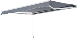 Outsunny Markise Gelenkarmmarkise Sonnenschutz 3,5x2,5m Mit Handkurbel Grau Alu+Polyester -Grünwelt Exporteren Garten-Winkel 62a0e5ced42d52355d9a61d8bb18884d