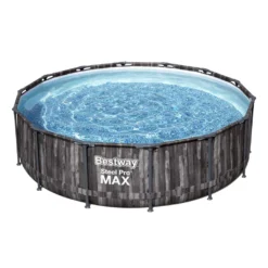 Bestway® Steel Pro MAX™ Auftstellpool-Komplett-Set Mit Filterpumpe Ø 427 X 107 Cm, Holz-Optik (Mooreiche), Rund -Grünwelt Exporteren Garten-Winkel 637c155619f62445f83fe25f81555834