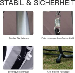 Outsunny Hollywoodschaukel Gartenschaukel 3-Sitzer Liegefunktion Stahl Grau 200x120x164cm -Grünwelt Exporteren Garten-Winkel 639904afce88236f4498c2062983b3ad