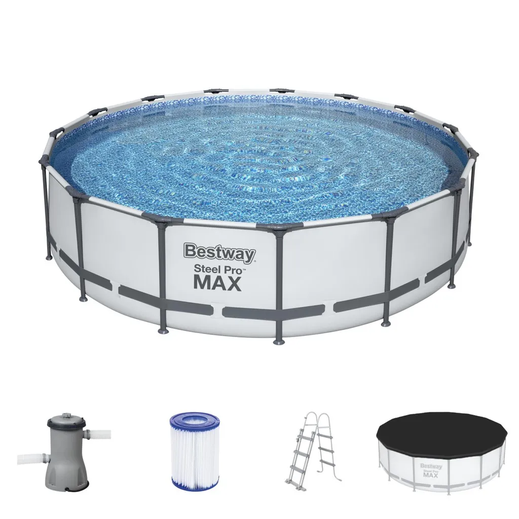 Bestway Frame Pool “Steel Pro™” Set 457x107 Cm - Rund - 14.970 L; 56488 3 Bestway Frame Pool “Steel Pro™” Set 457x107 Cm - Rund - 14.970 L; 56488 – Bild 3