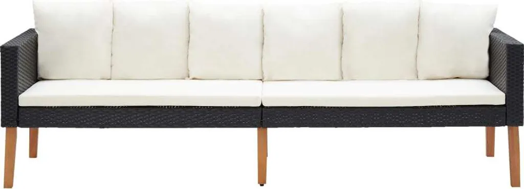 VidaXL 3-Sitzer-Gartensofa Mit Auflagen Poly Rattan Schwarz 2 VidaXL 3-Sitzer-Gartensofa Mit Auflagen Poly Rattan Schwarz – Bild 2