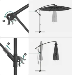 SONGMICS Sonnenschirm, Ø 300 Cm, Mit Ständer, Sonnenschutz UV-Schutz UPF 50+, Mit Kurbel Zum Öffnen Und Schließen, Grau GPU116G01 -Grünwelt Exporteren Garten-Winkel 654e8c0f7d3d2d425f583221de0a770a