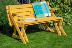 Dobar Praktische 2 In 1 Kombination Aus Tisch Und BankHolz, Sitzgarnitur Garten, Helle Lasur, 138 X 144 X 77 Cm -Grünwelt Exporteren Garten-Winkel 65b7d880aecf4a4841950dc653ad6e0f