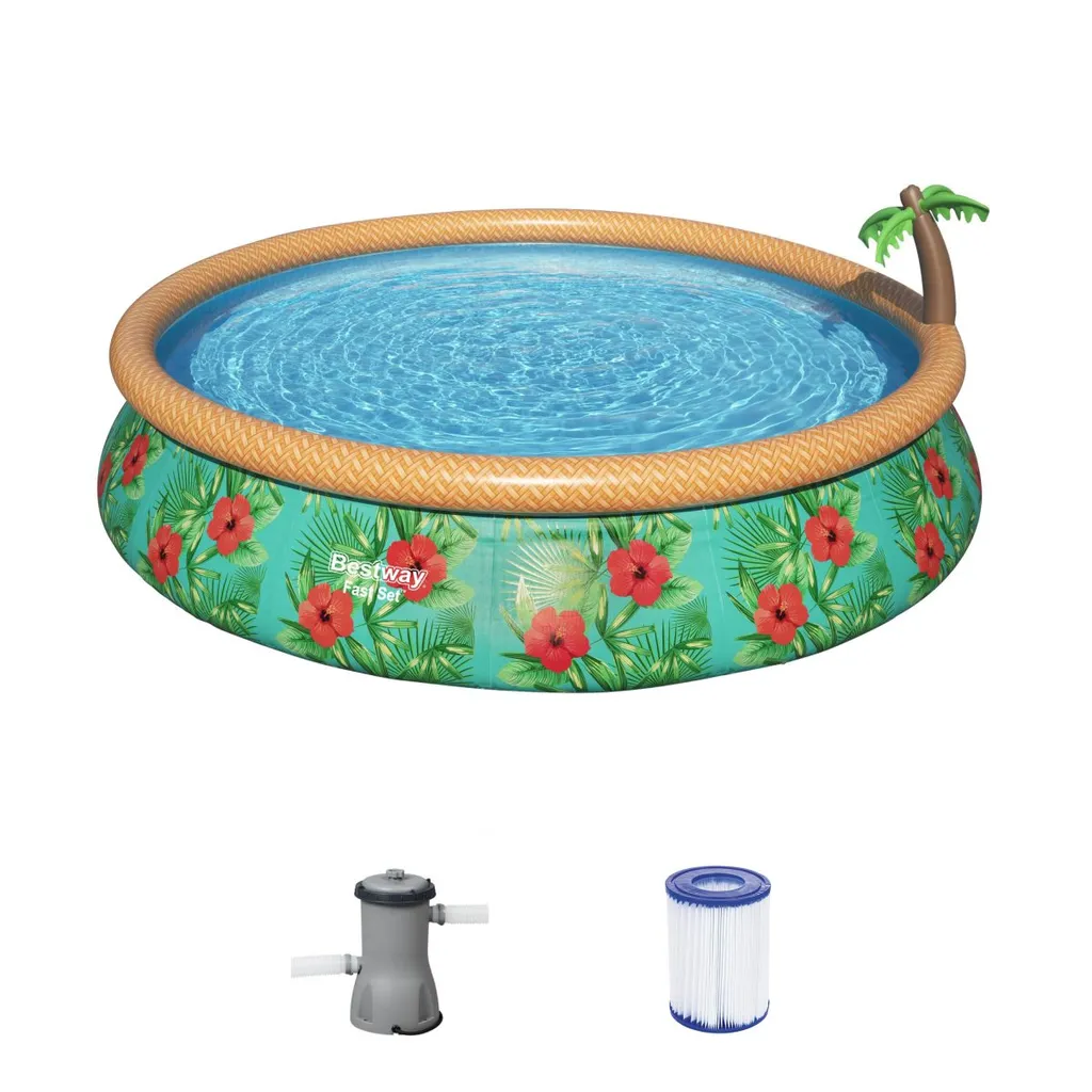 Bestway Fast Set™ Pool-Set Mit Filterpumpe "Paradise Palms", Rund, 457x84cm, 57416 7 Bestway Fast Set™ Pool-Set Mit Filterpumpe "Paradise Palms", Rund, 457x84cm, 57416 – Bild 7