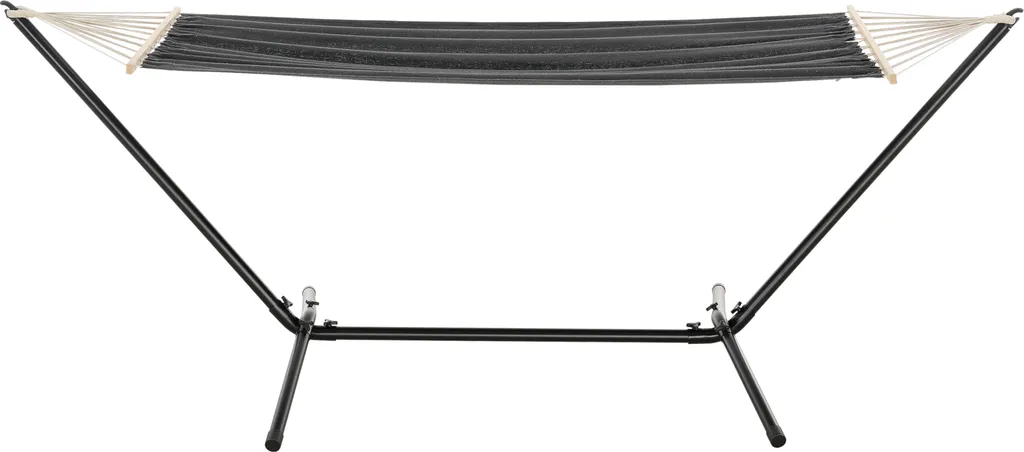 Hängematte Mit Gestell Hängeschaukel 200 X 100 Cm Indoor Outdoor Baumwolle Bis 120 Kg Dunkelgrau 4 Hängematte Mit Gestell Hängeschaukel 200 X 100 Cm Indoor Outdoor Baumwolle Bis 120 Kg Dunkelgrau – Bild 4