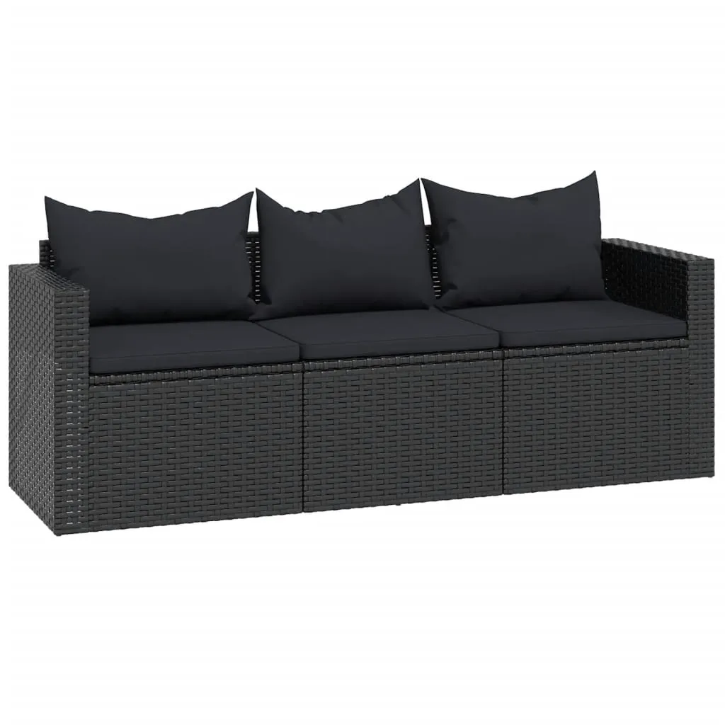 VidaXL Garten-Lounge-Set Schwarz Poly Rattan 8 VidaXL Garten-Lounge-Set Schwarz Poly Rattan – Bild 8