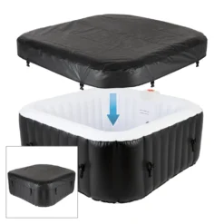 ECD Germany Aufblasbarer Whirlpool In-Outdoor Für 4 Personen, 100 Massagedüsen, LED-Display, 150x150 Cm, 600L, Extra-Zubehör, Seifenblase Jacuzzi Spa Pool Massage Heizung Wellness, Für Garten/Terrasse -Grünwelt Exporteren Garten-Winkel 67c648cae111b39e26cee2e9c5988c40