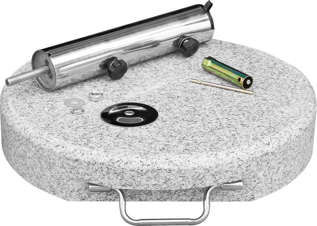 Sonnenschirmständer Rund 30kg Rollbar Hellgrau Poliert 7 Sonnenschirmständer Rund 30kg Rollbar Hellgrau Poliert – Bild 7