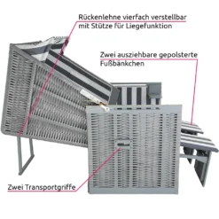 Tectake Strandkorb Mit Polster, Verstellbar, Inkl. Schutzhülle - Grau/weiß 13 Tectake Strandkorb Mit Polster, Verstellbar, Inkl. Schutzhülle - Grau/weiß -Grünwelt Exporteren Garten-Winkel 6a0141e0abb38584c3f281c49c861368