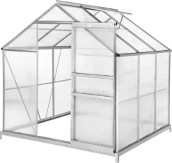 Tectake Gewächshaus Aus Aluminium Mit Fundament - 190 X 185 X 195 Cm -Grünwelt Exporteren Garten-Winkel 6a07da62a8d52469f11ad219cc04ff7a