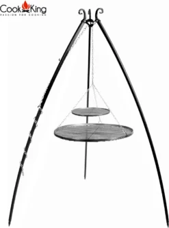 CookKing 22451 Schwenkgrill 200cm - Doppelrost Aus Rohstahl 80cm + 40cm