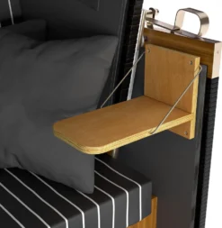 Sanzaro Strandkorb XL120 Cm Deluxe Zweisitzer Holz Und Poly-Rattan Volllieger 4 X Kissen Klappbare Rückenlehne 2 Personen Grau Nadelstreifen -Grünwelt Exporteren Garten-Winkel 6aaeeac3663438dc33ed479cae7eb360