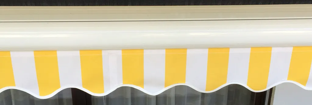 Elektrische Kassetten-Markise H122, Vollkassette Volant 4x3m Polyester Gelb/Weiß 19 Elektrische Kassetten-Markise H122, Vollkassette Volant 4x3m Polyester Gelb/Weiß – Bild 19