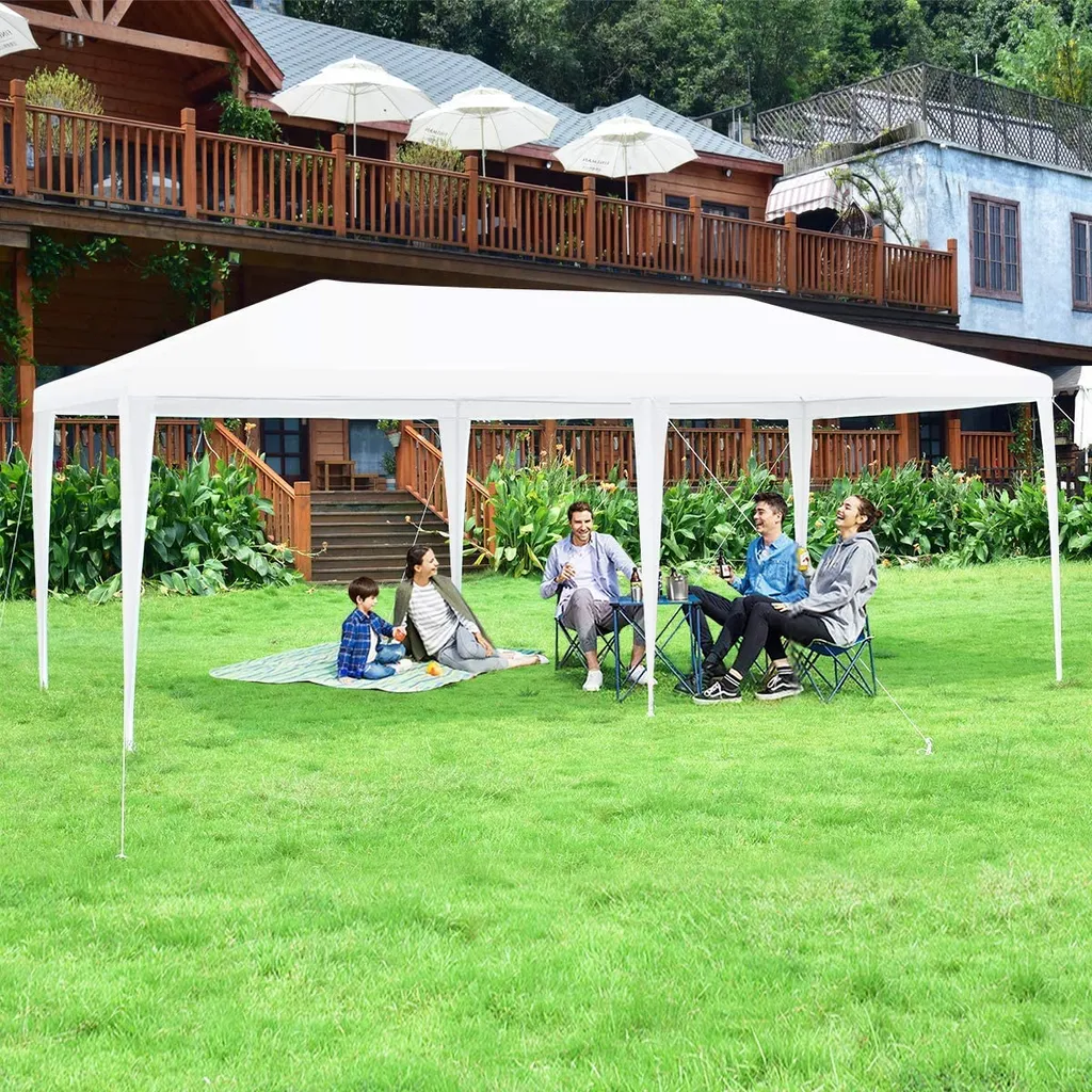 COSTWAY 3x6m Gartenpavillon Partyzelt Mit 4 Abnehmbaren Seitenwänden Inkl. Tragetasche Weiß 2 COSTWAY 3x6m Gartenpavillon Partyzelt Mit 4 Abnehmbaren Seitenwänden Inkl. Tragetasche Weiß – Bild 2