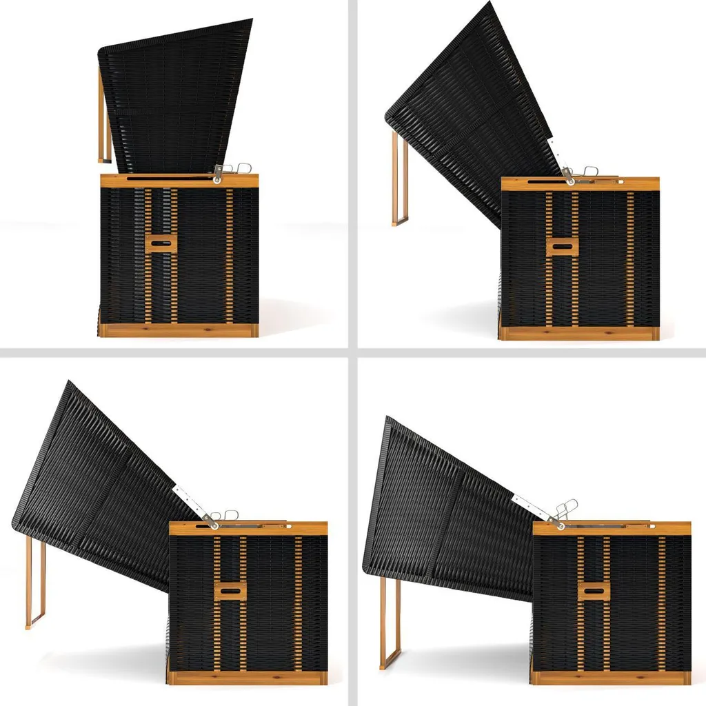 Sanzaro Strandkorb XL120 Cm Deluxe Zweisitzer Holz Und Poly-Rattan Volllieger 4 X Kissen Klappbare Rückenlehne 2 Personen Rot-Beige-Grün Karo 10 Sanzaro Strandkorb XL120 Cm Deluxe Zweisitzer Holz Und Poly-Rattan Volllieger 4 X Kissen Klappbare Rückenlehne 2 Personen Rot-Beige-Grün Karo – Bild 10