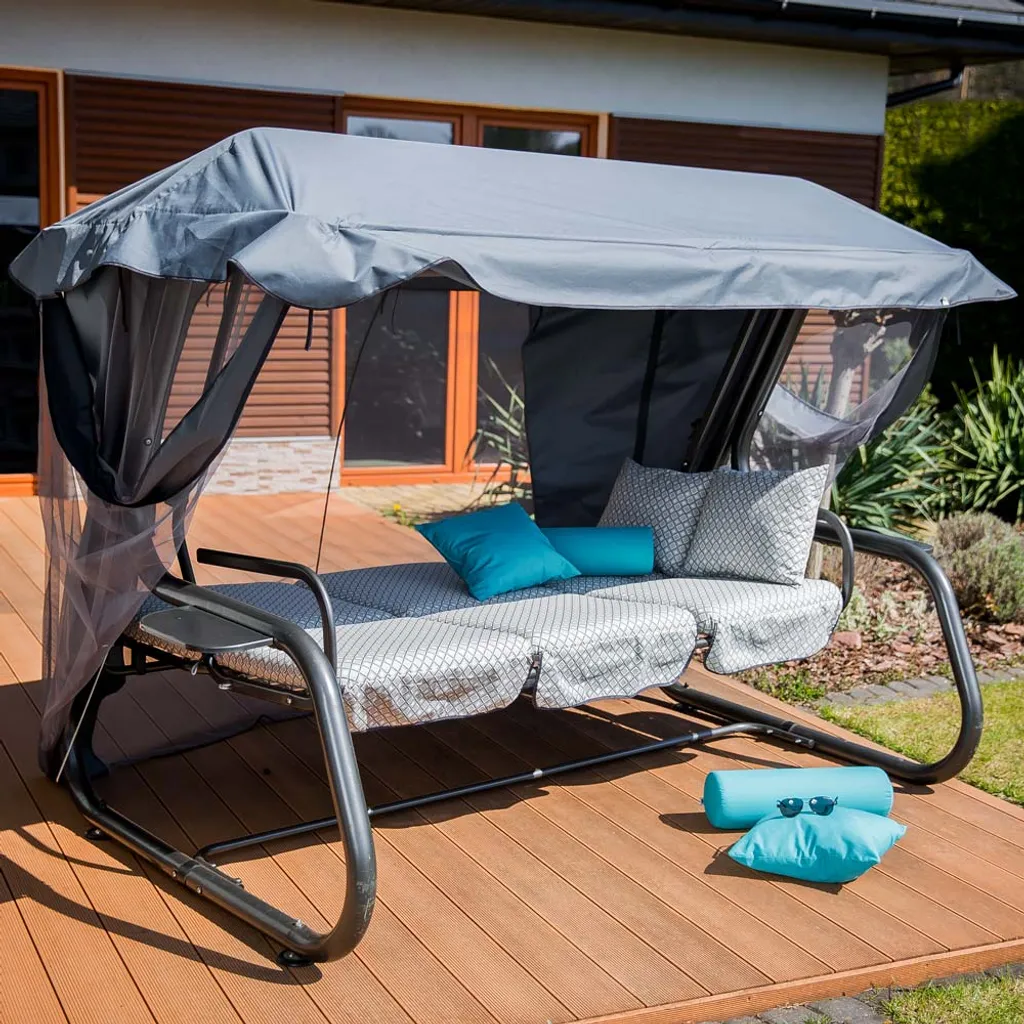 Hollywoodschaukel Gartenschaukel Liegefunktion Schaukel Moskitonetz Bettfunktion 3 Hollywoodschaukel Gartenschaukel Liegefunktion Schaukel Moskitonetz Bettfunktion – Bild 3