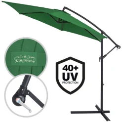 Kingsleeve Sonnenschirm Mit Ständer 330cm Groß UV Schutz 40+ Kurbel Neigbar Alu Wasserabweisend Windfest Ampelschirm Garten Terrasse Balkon 3,3m, Farbe:grün -Grünwelt Exporteren Garten-Winkel 6c48a0ff1b49c08513600c9466552fa9