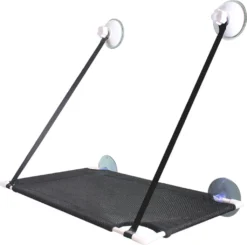 Katzen-Hängematte, Katzen-Fenster-Sitzstange Für Den Innenbereich, Große Katzen, Katzensitz Hängematte, Regale, Stabile Robuste Knauf-Saugnäpfe Halten Bis Zu 25 Kg, Platzsparend Und Einfach Zu Montieren,Schwarz,einlagig