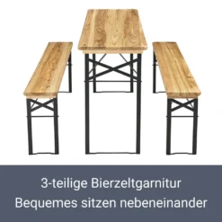 Juskys Bierzeltgarnitur Bichl 3-teilig Klappbar - Gartenmöbel-Set Aus 1 Biertisch + 2 Bierbänke – Festzeltgarnitur Biertischgarnitur Holz Metall -Grünwelt Exporteren Garten-Winkel 6db1e9e0449e26edc242957985e5e2c3