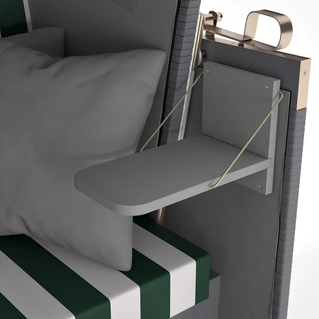 Sanzaro Strandkorb XL120 Cm Deluxe Zweisitzer Holz Und Poly-Rattan Volllieger 4 X Kissen Klappbare Rückenlehne 2 Personen Grün-Weiss Blockstreifen 4 Sanzaro Strandkorb XL120 Cm Deluxe Zweisitzer Holz Und Poly-Rattan Volllieger 4 X Kissen Klappbare Rückenlehne 2 Personen Grün-Weiss Blockstreifen – Bild 4