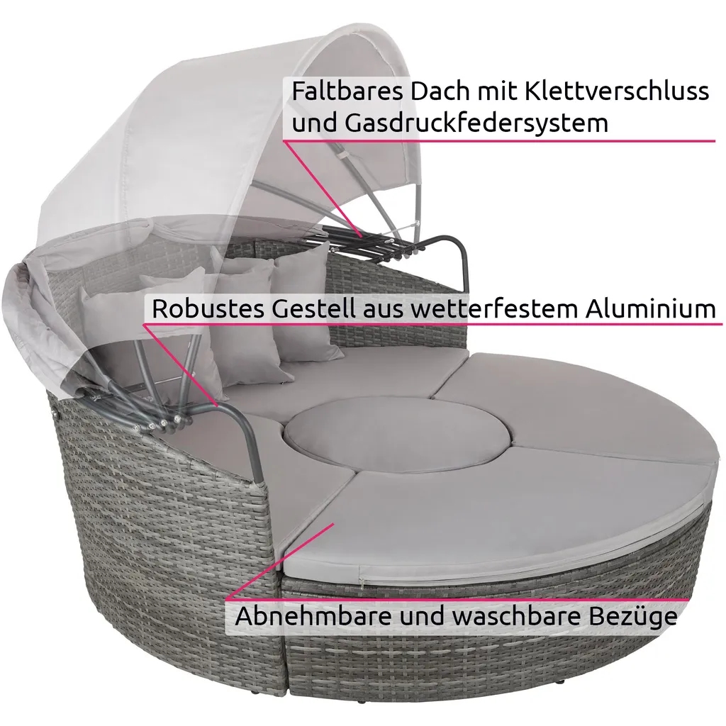 Tectake Sonneninsel Rattan Mit Aluminiumgestell Und Sonnendach - Grau 4 Tectake Sonneninsel Rattan Mit Aluminiumgestell Und Sonnendach - Grau – Bild 4