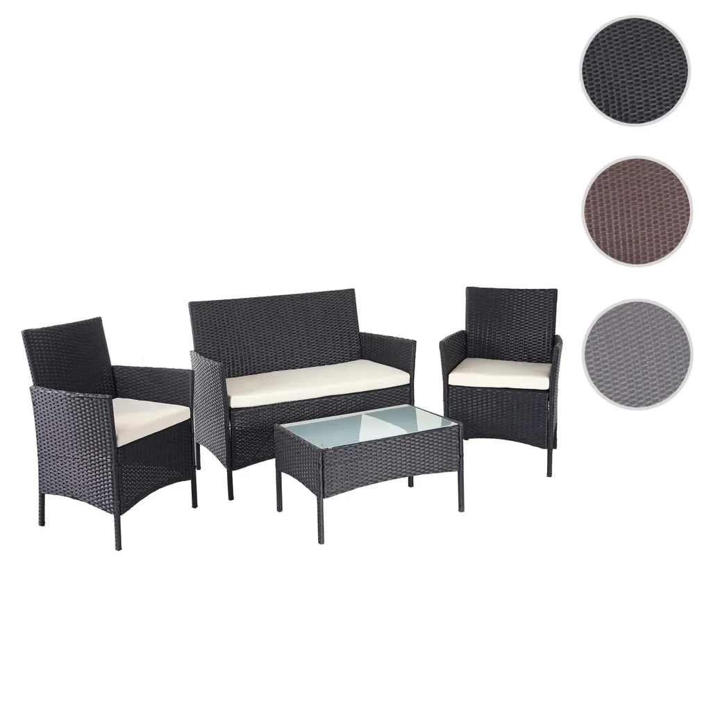 Poly-Rattan Garten-Garnitur HWC-D82, Sitzgruppe Lounge-Set Schwarz Mit Kissen Creme 7 Poly-Rattan Garten-Garnitur HWC-D82, Sitzgruppe Lounge-Set Schwarz Mit Kissen Creme – Bild 7