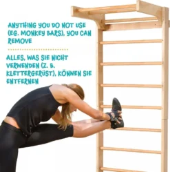 Physionics® Sprossenwand Set - Für Kinder/Erwachsene, Inkl. Klimmzugstange/Ringe/Trapez/Schrägbrett/Strickleiter, Aus Holz, Bis 100kg -Grünwelt Exporteren Garten-Winkel 6f0caf23b0362356cd905af0c634d0a6