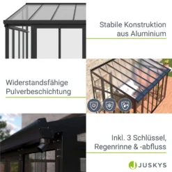 Juskys Wintergarten 12,5 M² - Mit Kristallklaren Wänden, Doppel-Schiebetüren & UV-Schutz – Wasserdicht & Winterfeste Überdachung Aus Aluminium - Grau 13 Juskys Wintergarten 12,5 M² - Mit Kristallklaren Wänden, Doppel-Schiebetüren & UV-Schutz – Wasserdicht & Winterfeste Überdachung Aus Aluminium - Grau -Grünwelt Exporteren Garten-Winkel 6f1d0b3f5721e5a63e9d0e62f2e635b5