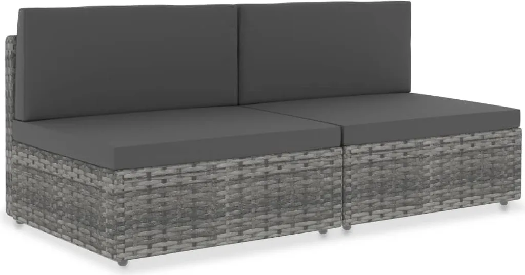 VidaXL Modulares 2-Sitzer-Sofa Poly Rattan Grau 1 VidaXL Modulares 2-Sitzer-Sofa Poly Rattan Grau