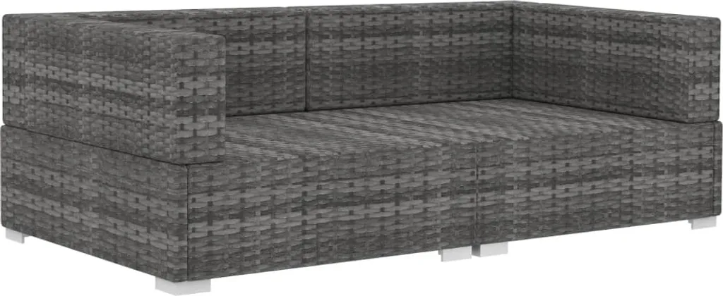 VidaXL Ecksofas 2 Stk. Mit Auflagen Poly Rattan Grau 3 VidaXL Ecksofas 2 Stk. Mit Auflagen Poly Rattan Grau – Bild 3