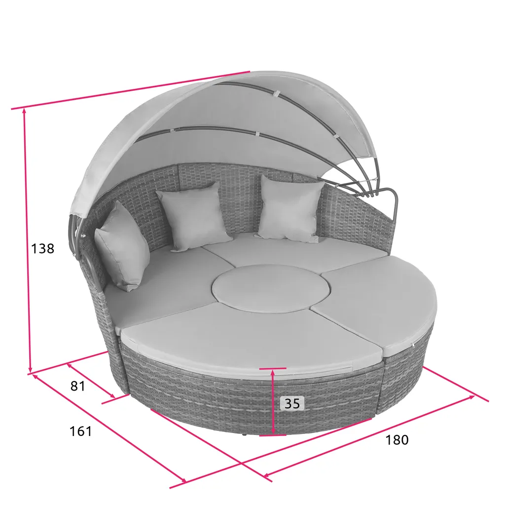Tectake Sonneninsel Rattan Mit Aluminiumgestell Und Sonnendach - Grau 6 Tectake Sonneninsel Rattan Mit Aluminiumgestell Und Sonnendach - Grau – Bild 6
