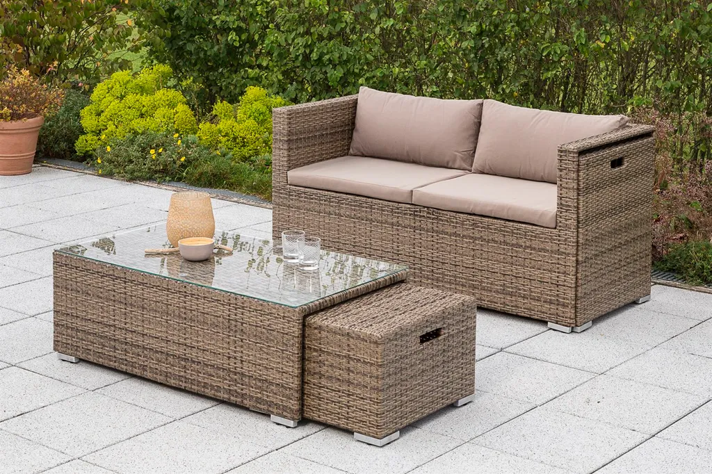 Merxx Gartenlounge Vigo Stahl, Kunststoffgeflecht Natur 2 Merxx Gartenlounge Vigo Stahl, Kunststoffgeflecht Natur – Bild 2