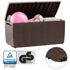 Deuba Auflagenbox Marvel Plus Keter 220kg Belastbar Rollen Griffe Smart Click System Truhe Gartenbox Kissenbox Garten, Farbe:braun -Grünwelt Exporteren Garten-Winkel 742f64282cd4b38602974f7a4ebe3816