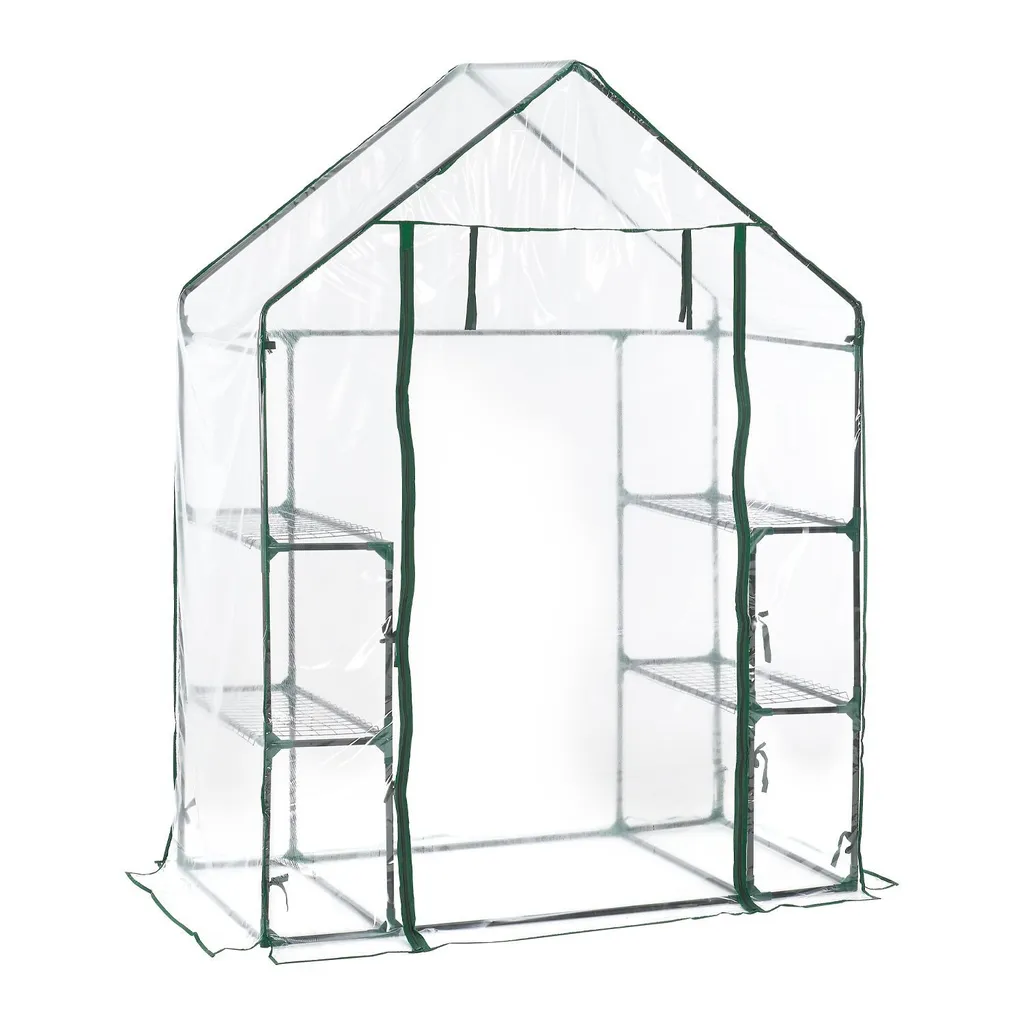 Juskys Foliengewächshaus 1 M² Aufrollbare Tür - Gewächshaus Für Tomaten - Stabiles Balkon Treibhaus Mit 4 Ebenen, Großem Eingang, PVC-Abdeckung 8 Juskys Foliengewächshaus 1 M² Aufrollbare Tür - Gewächshaus Für Tomaten - Stabiles Balkon Treibhaus Mit 4 Ebenen, Großem Eingang, PVC-Abdeckung – Bild 8