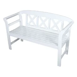 Garden Pleasure Bank 2 Sitzer Eukalyptus Holz Garten Parkbank Sitzbank Weiß