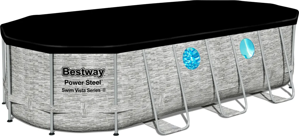 Bestway® Power Steel™ Swim Vista Series™ Frame Pool Komplett-Set Mit Filterpumpe 549 X 274 X 122 Cm, Steinwand-Optik (Cremegrau), Oval 7 Bestway® Power Steel™ Swim Vista Series™ Frame Pool Komplett-Set Mit Filterpumpe 549 X 274 X 122 Cm, Steinwand-Optik (Cremegrau), Oval – Bild 7